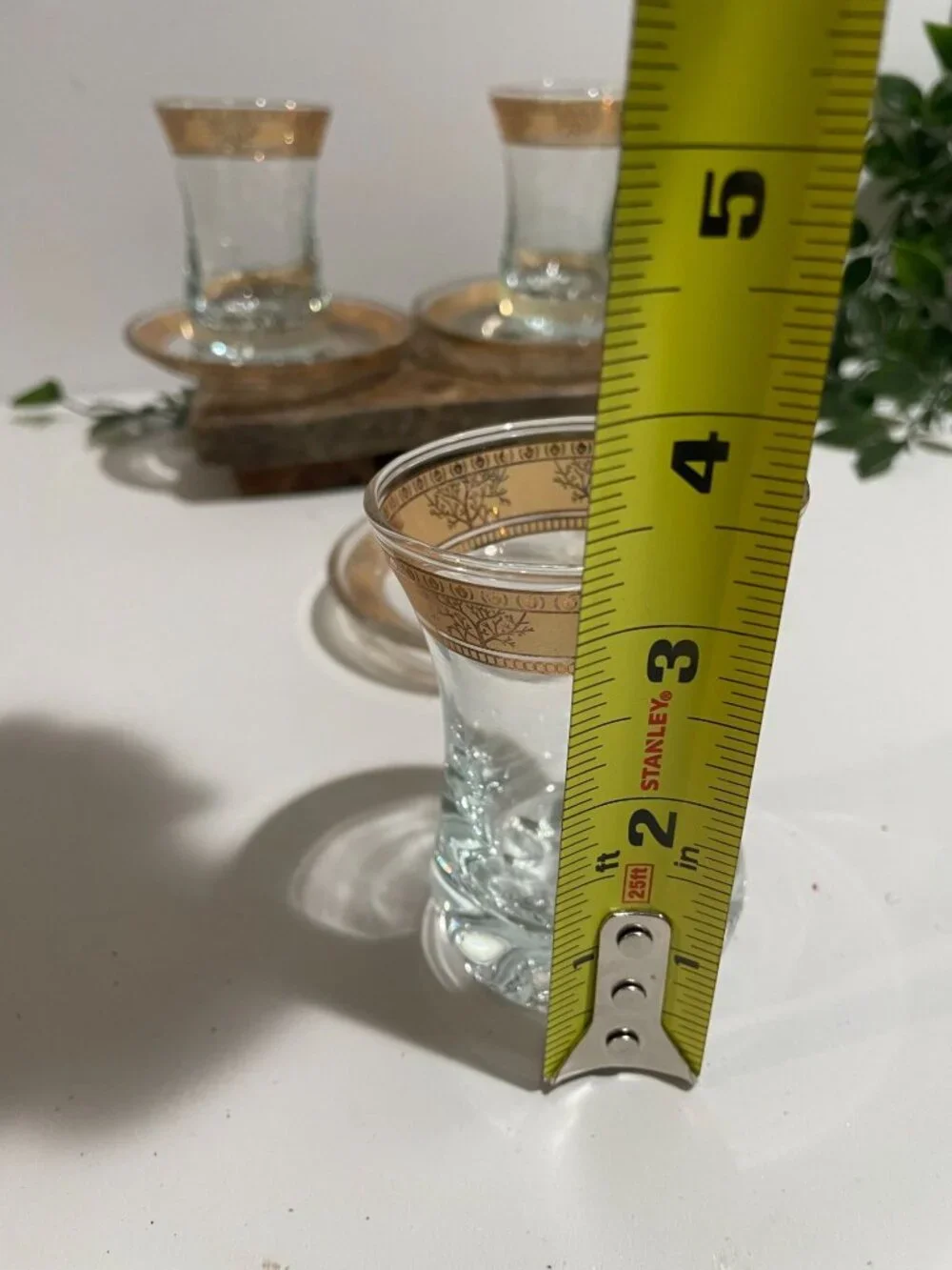 Turkish Tea Glasses With Gold Trim & Matching Saucers - Elegant Design Set Of 3